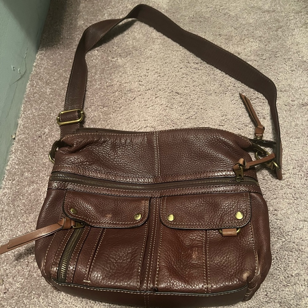 Fossil leather messenger bag
